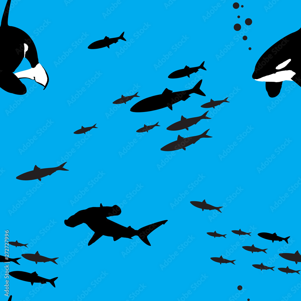 Seamless vector pattern with sea creatures Seamless vector pattern with sea creatures
