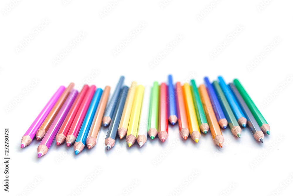 Line of colored pencils Line of colored pencils