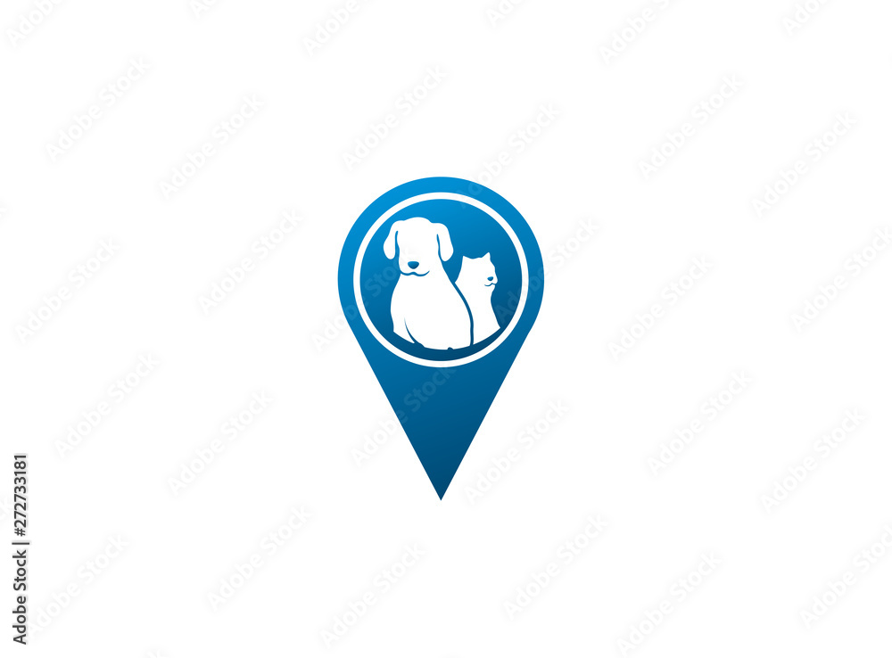 Dog beside cat a friendly pet family logo design illustration in a shape icon Dog beside cat a friendly pet family logo design illustration in a shape icon