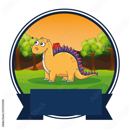 cute diplodocus in the landscape scene