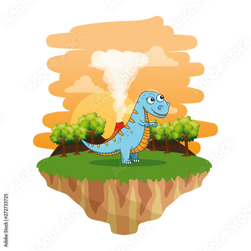 cute tyrannosaurus rex in the landscape
