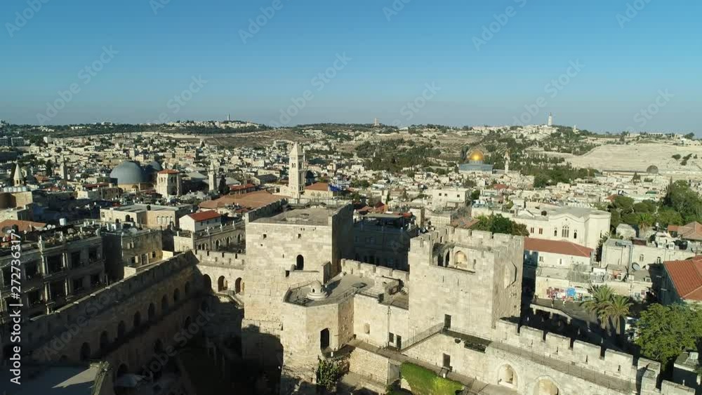 Flying over Tower of David Museum and silent streets of Jerusalem. DJI_0063-01 Flying over Tower of David Museum and silent streets of Jerusalem. DJI_0063-01