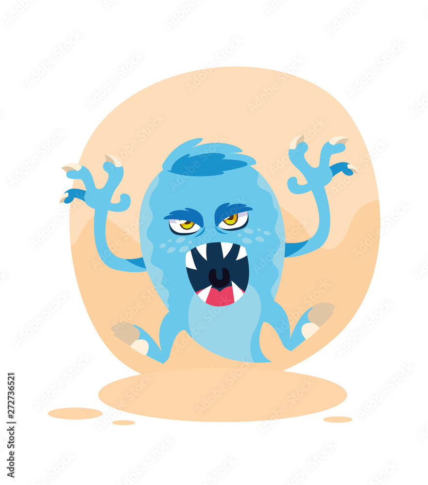 Fototapeta premium Blue monster cartoon design icon vector ilustration