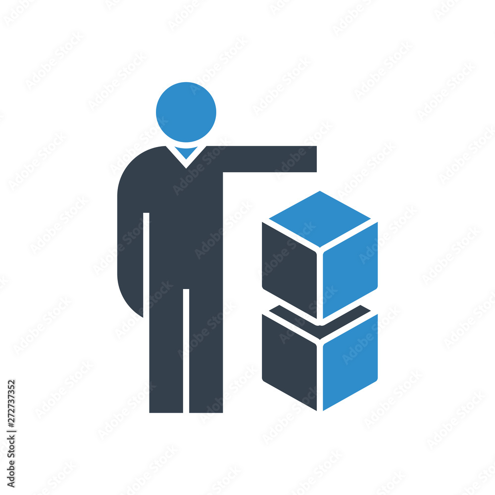 people and boxes icon