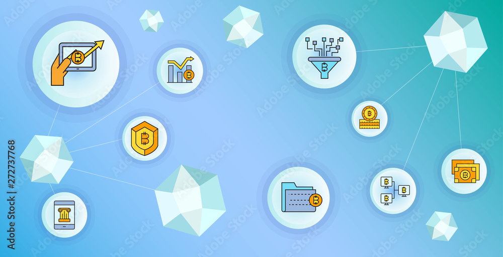 Fototapeta premium cryptocurrency and blockchain technology concept diagram vector