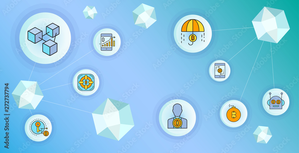 Fototapeta premium cryptocurrency and blockchain technology concept diagram vector
