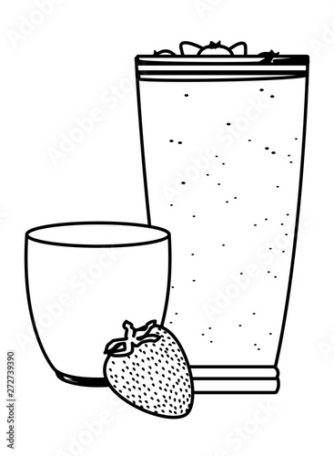tropical fruit and smoothie drink in black and white