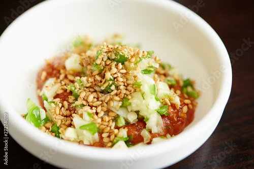 Korean chili paste sauce with sesame and spring onion