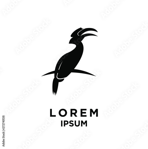 horn bill bird black color silhouette white isolated background isolated logo icon design vector illustration