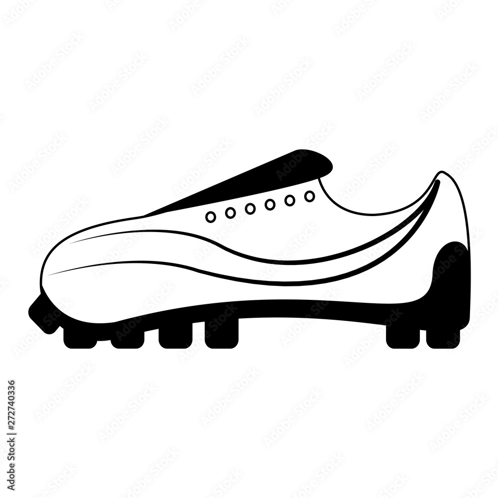 Soccer boot sport footwear isolated cartoon in black and white