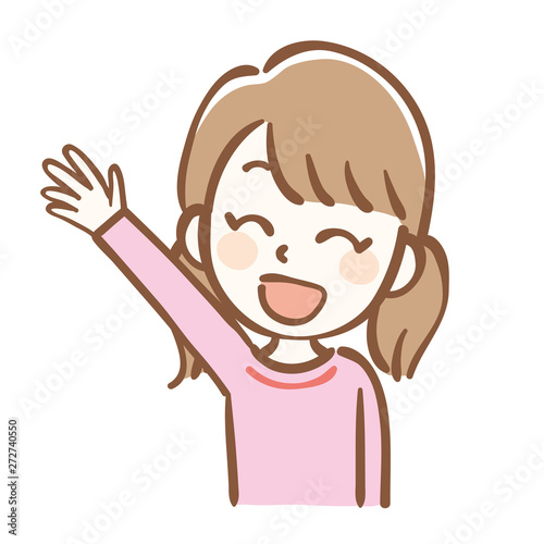 挙手する女の子のイラスト Stock Vector Adobe Stock