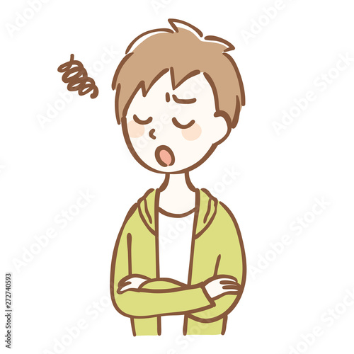 悩む男の子のイラスト
