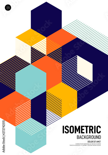 Abstract isometric geometric shape layout poster design template background