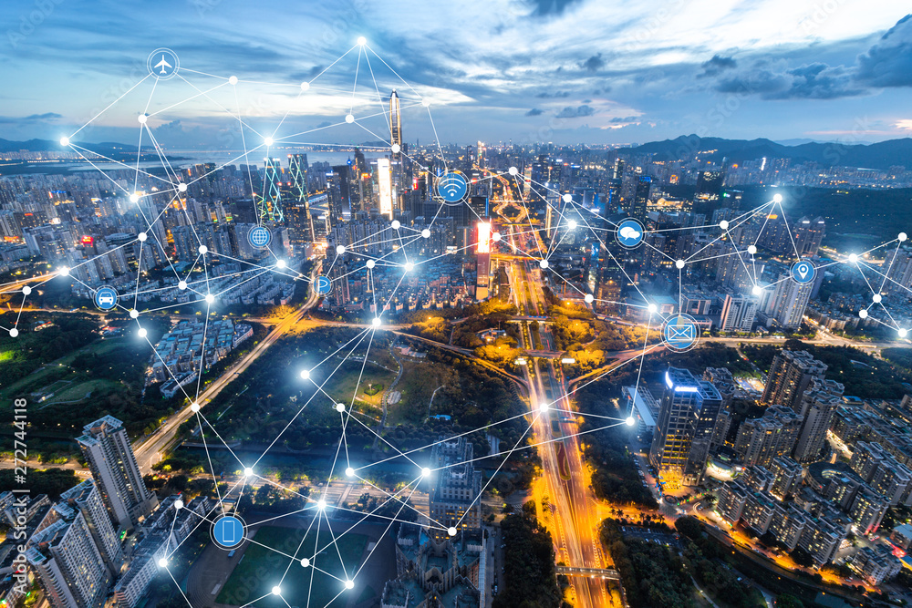 Obraz premium The concept of Shenzhen City Scenery network data 