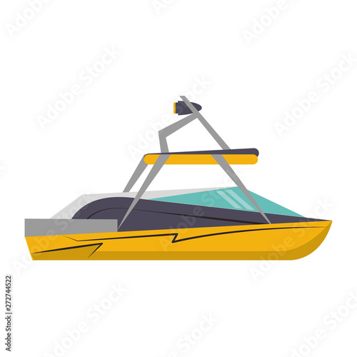Sport boat side view isolted cartoon