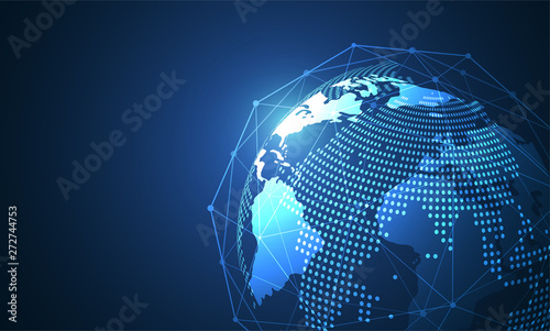 Global network connection. World map point and line composition concept of global business. Vector Illustration