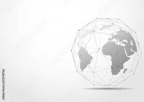 Global network connection. World map point and line composition concept of global business. Vector Illustration