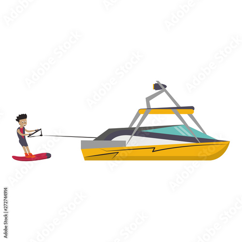 Wakeboarding extreme sport cartoons