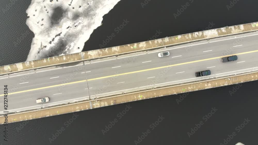 Bridge across frozen Charles River, Boston, Massachusetts Bridge across frozen Charles River, Boston, Massachusetts