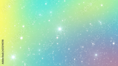 Holographic Abstract Kawaii universe princess colors Fantasy Pastel Fairy rainbow stars and blurs background.  © NotjungCG