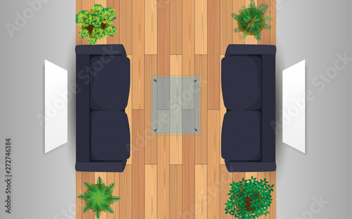 sofa on the wooden floor in living room