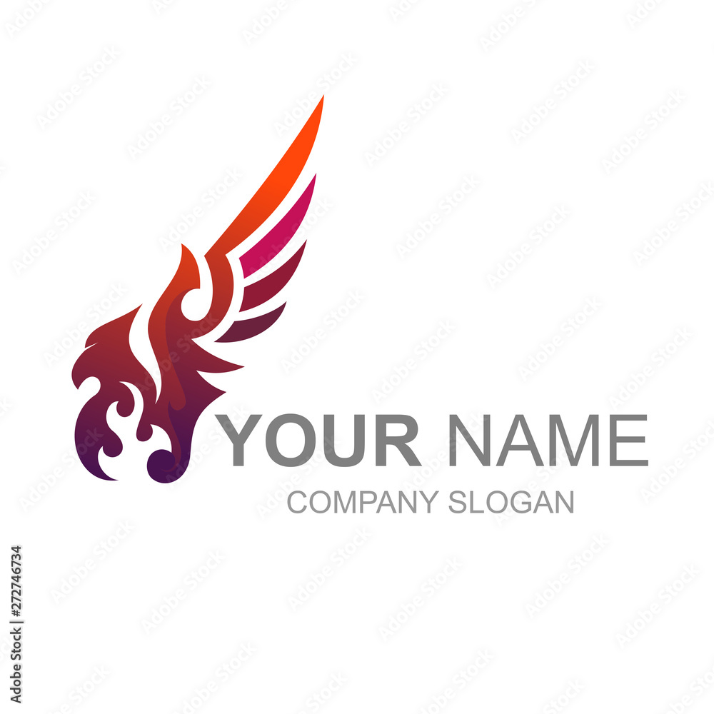 Fototapeta premium phoenix fire flame logo with modern and luxurious look, logo ready to use