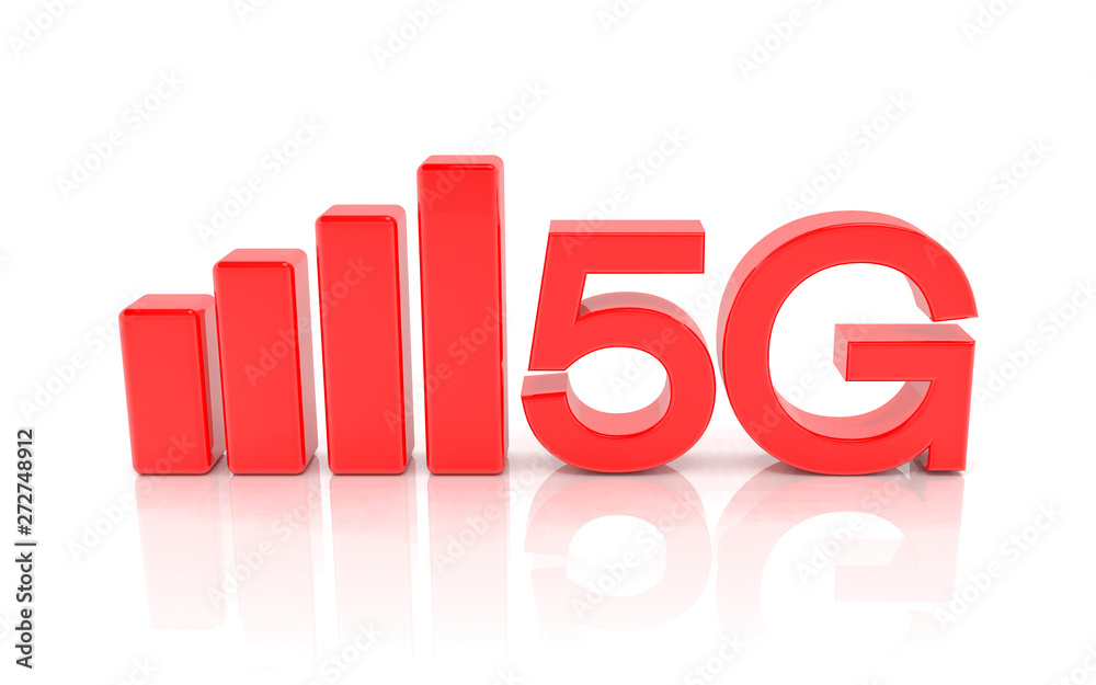 3d rendering of the fast 5G mobile network - red 3d rendering of the fast 5G mobile network - red