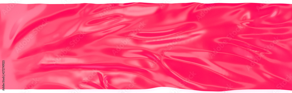 Crumpled red wide banner, fabric folds, cloth website header. Fluid glossy abstract fashion background. 3d illustration Crumpled red wide banner, fabric folds, cloth website header. Fluid glossy abstract fashion background. 3d illustration
