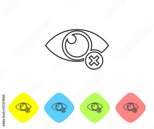 Grey Invisible or hide line icon isolated on white background. Set icon in color rhombus buttons. Vector Illustration