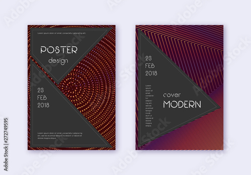 Black cover design template set. Orange abstract l
