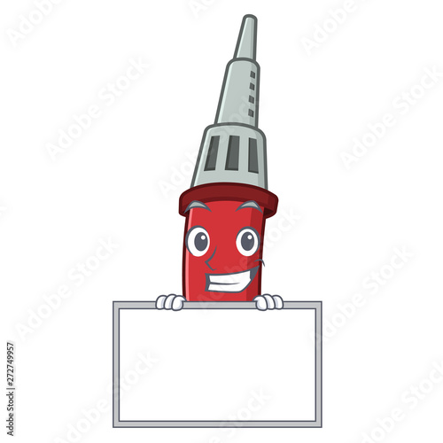 Grinning with board solderin iron in cartoon mechanical box