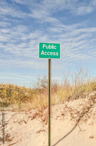 Green and White Public Access Sign
