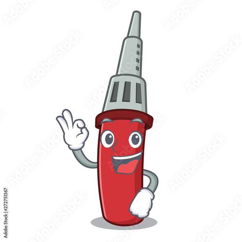 Okay soldering iron isolated with the mascot