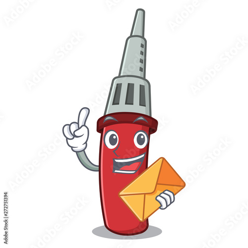 With envelope soldering iron isolated with the mascot