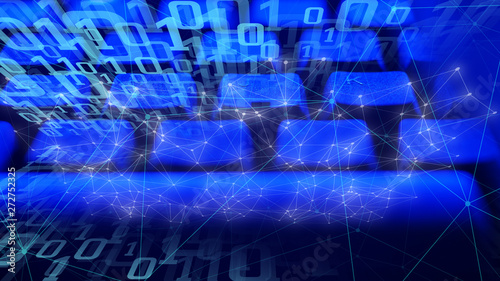 Artificial intelligence computer algorithm, abstract shapes connections