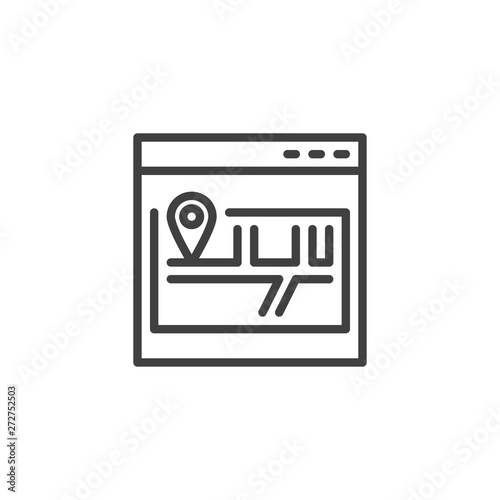 Site map line icon. Scheme, sitemap linear style sign for mobile concept and web design. Website map pin outline vector icon. Symbol, logo illustration. Vector graphics