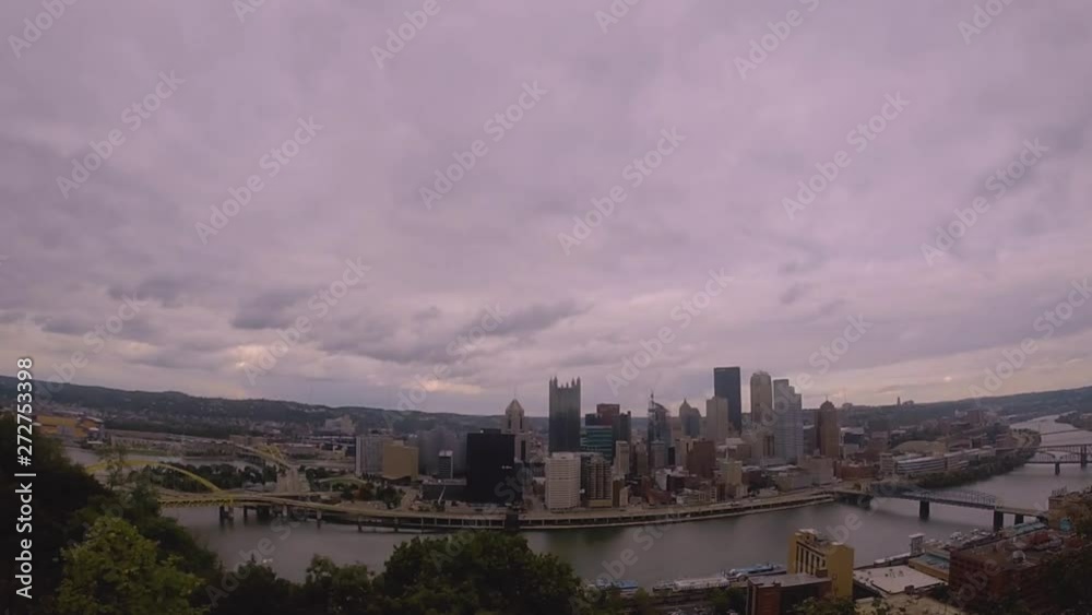 The Duquesne Incline view from the top of Mount Washington in Pittsburgh, Pennsylvania. An overlook of the Pitt skyline. The Duquesne Incline view from the top of Mount Washington in Pittsburgh, Pennsylvania. An overlook of the Pitt skyline.