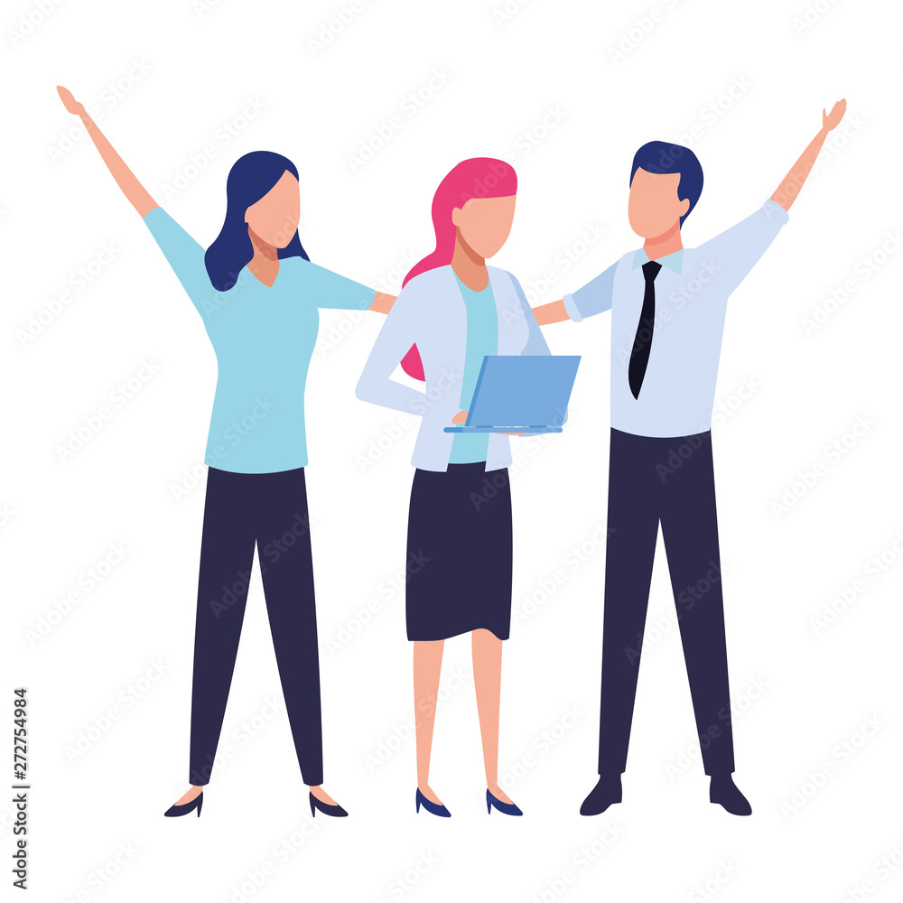 Business coworkers with office supplies Business coworkers with office supplies