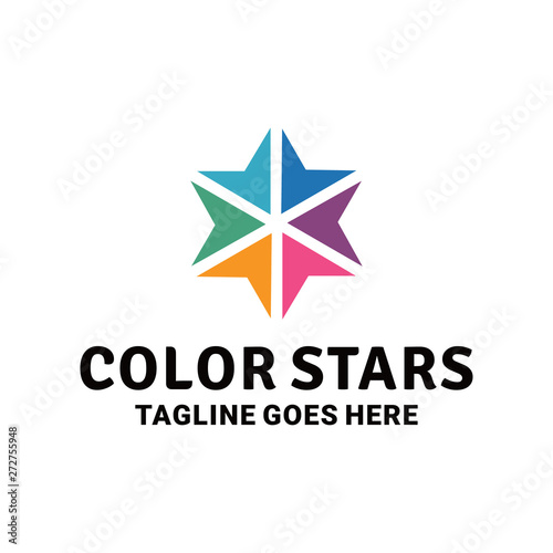 Free Download Colorful Stars Logo Design With Modern Style. Geometric Logotype. Creative And Unique Symbol For Company and Business. Beautiful Object Icon. - GFXLoad