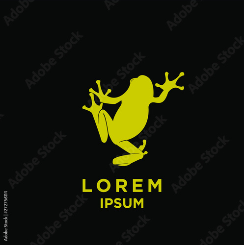 Fototapeta frog gold color silhouette black background isolated logo icon design vector ill