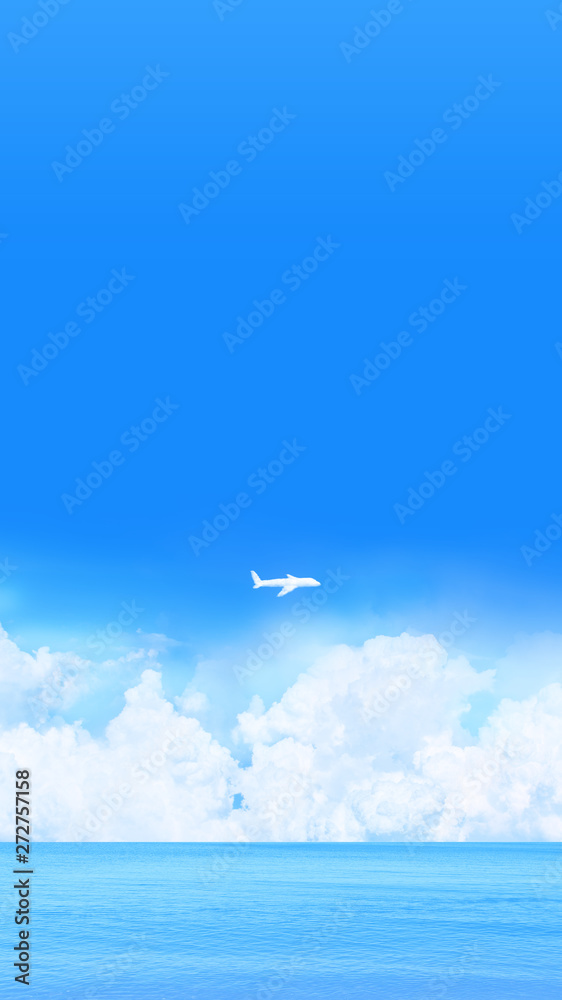 海と快晴の上空に浮かぶ雲 飛行機の形をした雲 Stock イラスト Adobe Stock