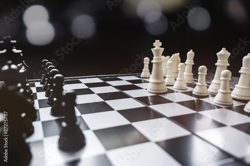chess board game, strategy and competition in business concept.