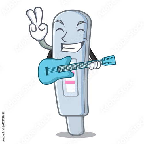 With guitar test pack in cartoon medicine cabinet