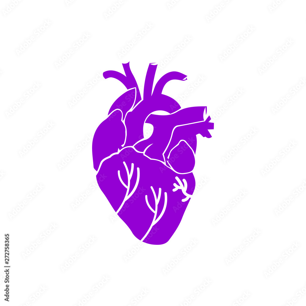 Fototapeta premium heart, human, vector, medical,pulse, beat, wave, heartbeat violet color icon