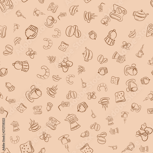 Coffee seamless vector pattern for Cup mug, restaurant or cafe menu design. 