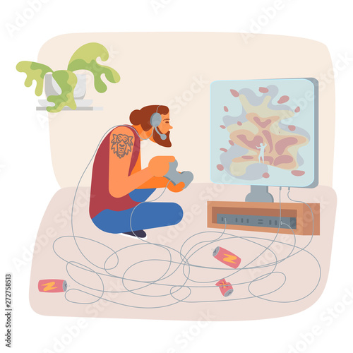 Gaming and Television addiction concept.