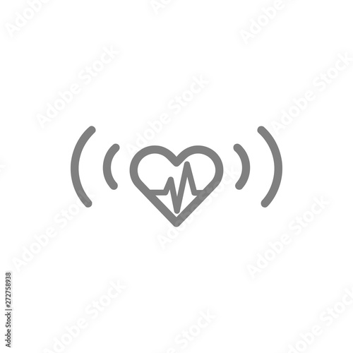 heart, human, vector, medical,pulse, beat, wave, heartbeat grey icon