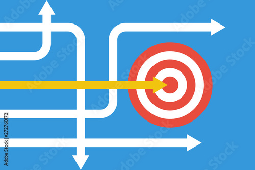 red target with white and yellow arrows, one in center