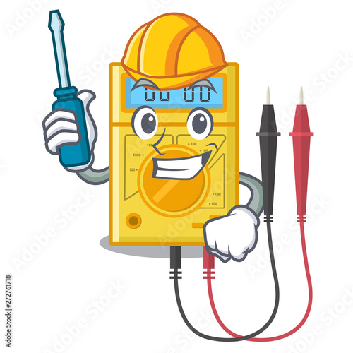 Automotive digital multimeter sticks to the cartoon wall