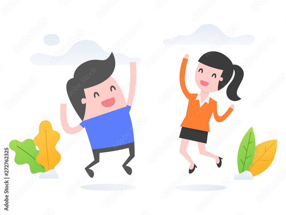 Vector illustration concept of success. Successful people jumping and smile. Vector illustration concept of success. Successful people jumping and smile.
